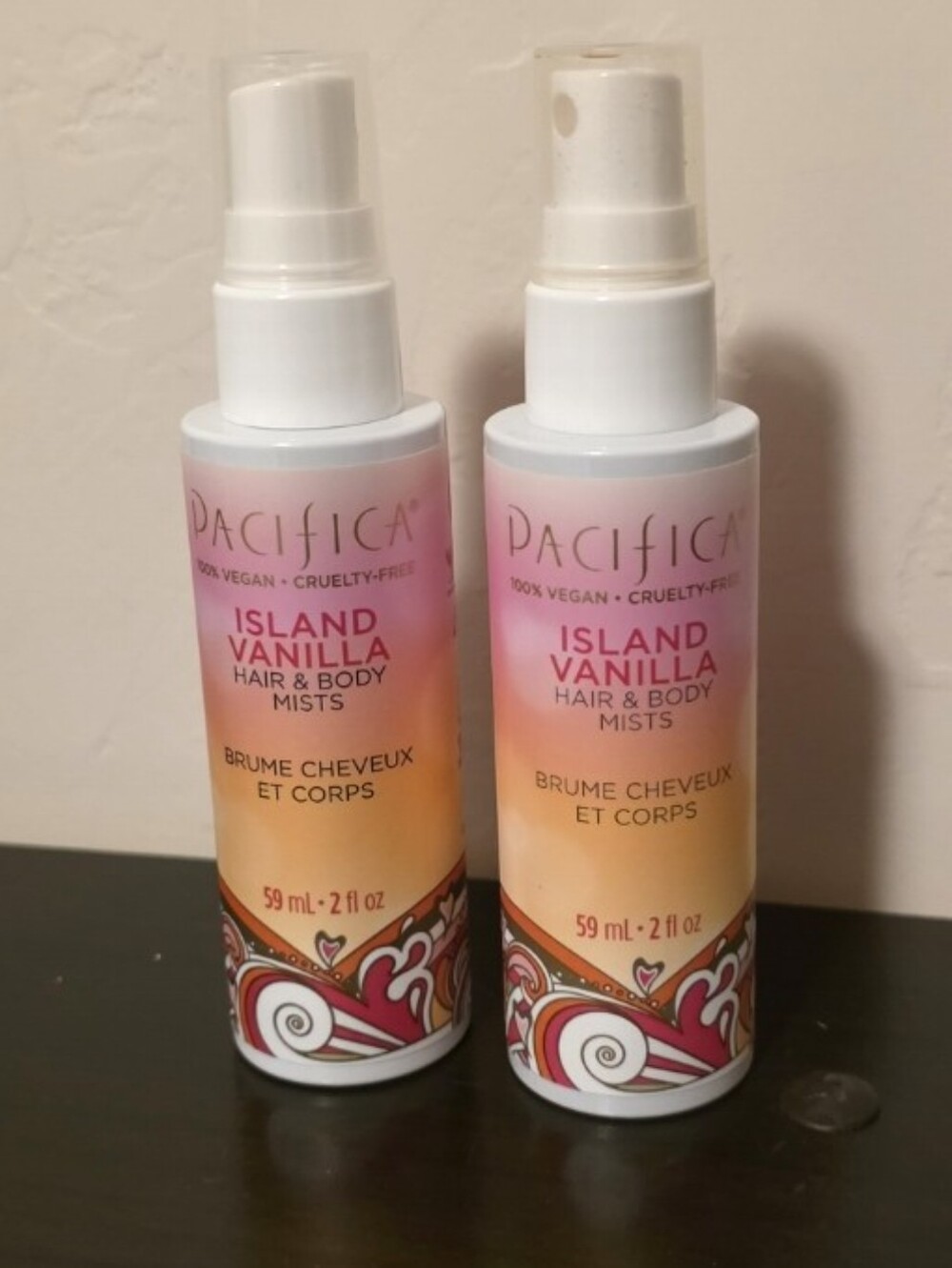NWT 2 Pacifica Island Vanilla Hair & Body Mist in 2 fluid oz (59 mL) travel size